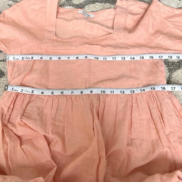 Madewell Allie Linen Blend Peach Coral Square Neck Mini Dress size Small - Picture 10 of 13